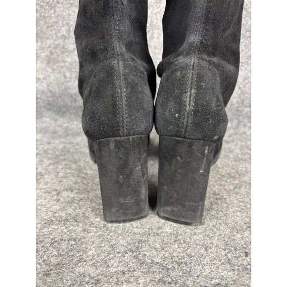 Stuart Weitzman Boots Womens Size 7.5 Black Suede Over The Knee Tall Block Heel - Picture 4 of 10